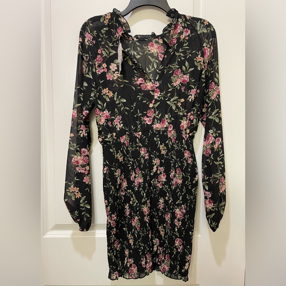 Forever21 Black Floral Print Mini Dress